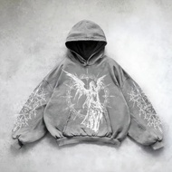 HalloweenHarajuku punk angel gothic in áo hoodies oversized goth new goth streetwear sweatshirt hood