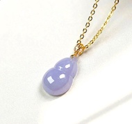 冰種紫羅蘭翡翠葫蘆項鍊 18K金墜頭 | 天然緬甸玉A貨翡翠 | 送禮