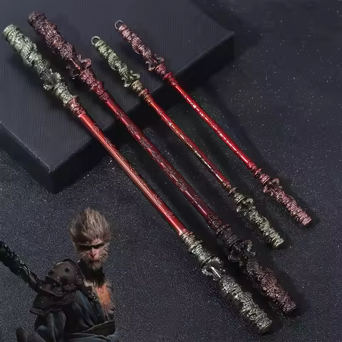 Game Chinese Mythology Black Myth WuKong Weapon Keychain Golden Cudgel Keyring Pendants Keychains fo