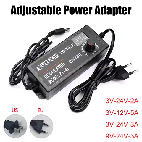 Adjustable Adapter 3V-12V 3V-24V 9V-24V 2A 3A 5A Universal AC To DC Power Adapter EU US Plug Power S