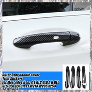 [Z F L U] 4Pcs Outer Door Handle Cover Trim Stickers for   C E GLC    GLS CLA GLA W213 W205 X253 201