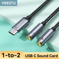 Type C to Dual 3.5mm Female Audio Line USB C 7.1 External Sound Card Adapter HiFi DAC Chip for Samsung Xiaomi iPad Mic Headphone