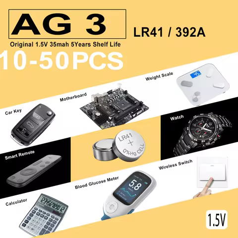 10-50PCS LR41 AG3 ‌L736 392 192 1.5V lithium manganese dioxide button battery, suitable for calculat