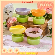 Cat Bowl Ceramic Anti-Tip And Dog High Leg Bowls Large Diameter Pet Dish With Floral Petals Elevated