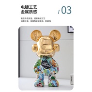 DJ Bear Statues Decorations Electroplating Resin Piggy Bank Sculpture Home Decoration Living Room Be