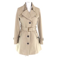 成色極佳的BURBERRY BLUE LABEL 100% 純棉風衣，格紋襯裡，飾有品牌標誌紐扣，羊毛內襯。中長款，米色，40 碼。正品。女款。