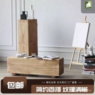 Nordic Style Retro Log Entrance Ornaments Art Base Heightened Solid Wood Stump Stump Wood Stump Squa