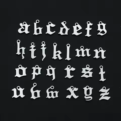10pcs/lot 316 Stainless Steel Old English A-Z Letter DIY Charm Pendant Wholesale OEM Order Custom Se
