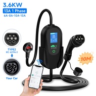 AFYEEV EV Charger Cable Type2 IEC62196-2 to 3 Pin Plug 10M 13A 3.6kW Portable Electric Car Charger I