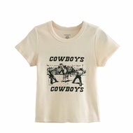 Women Cowboys Crop Tee Girls Crop Top Short Sleeve Cotton Fort Worth Print Graphic Tees Brandy Tops Cropped Mel Tee T-shirt New