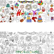 LUCKYSTOREGOODS Doodle Art Banner, DIY Coloring Happy  Year Giant Coloring Poster, Interactive Art C