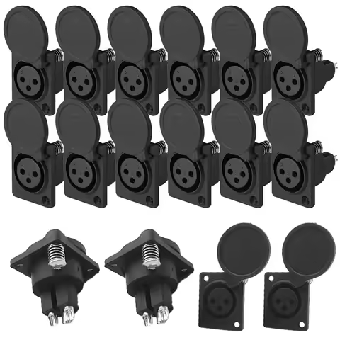 5/20Pcs 3 Pin Audio Video XLR Connector XLR Panel Mount Female Socket with Protecting Cover Cap