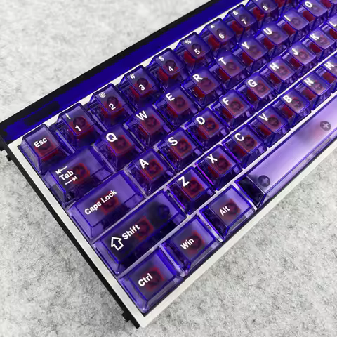 Purple Transparent Keycap Cherry Keyboard Cap 101 Key PC Material for 61/60/63/64/67/68//78/84/87 Me