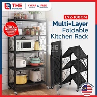 THE L72-100cm (2-5 Layers) Simple Foldable Design Movable Trolley Kitchen Rack with Rollers