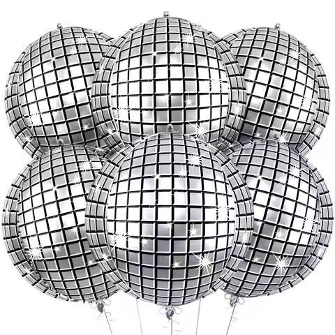 1/6pcs 22 Inch Disco Ball Balloons,4d Large Foil Aluminum Balloon For Birthday Baby Shower 70s 80s 9