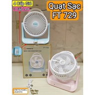 QUẠT SẠC SIÊU MÁT KY 729 - ĐÈN LED - 3 chế độ gió