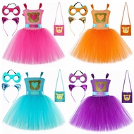 Cartoon Mesh Tutu Dresses Costume Set Cat Dresses Bags Cat Ears Headband Costume Accessories Outfit 
