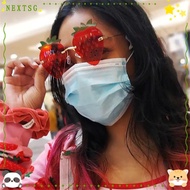 NEXTSG Rimless Sun Glasses, Halloween Costume Street Snap Strawberry Sunglasses, Unique Metal Y2K Sh