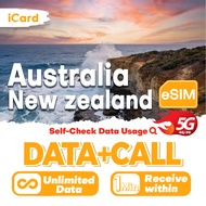 iCard eSIM -Australia & New Zealand 1-30 Day Data+call | Unlimited Data|New Zealand + Australia eSIM