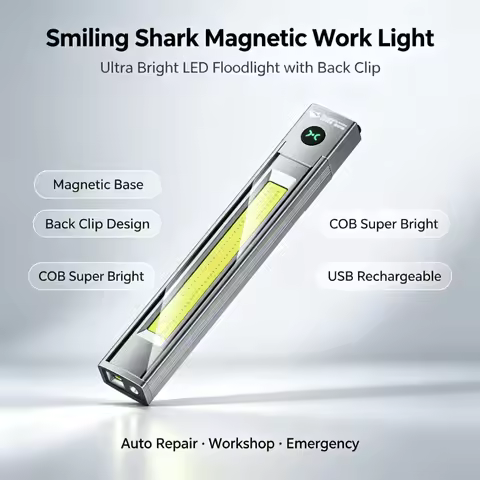 Smiling Shark Ultra Bright LED Flood Work Light Magnetic Base & Back Clip Waterproof Inspection Ligh