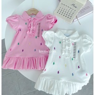 L8732_42 RL Baby Girl Embroidered Dress 拉夫泡泡袖满印刺绣连身裙
