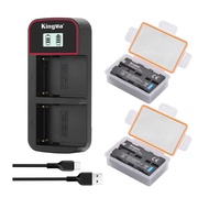 [Kingma] 2 Pack 2200mAh Np-F550 Batteries With Dual Smart LCD Display Charger for Sony CD-RV100/RV20