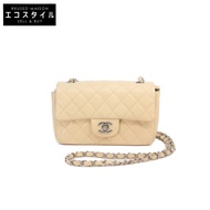 Chanel No. 19 A69900 米色魚子醬 銀色五金配件 Mini Matelassé 20 [二手]