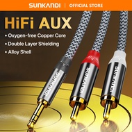 SUNKANDI RCA Audio Cable Jack 3.5 to 2 RCA Cable 3.5mm Jack to 2RCA Male Splitter Aux Cable for TV PC Amplifiers DVD Speaker Wire