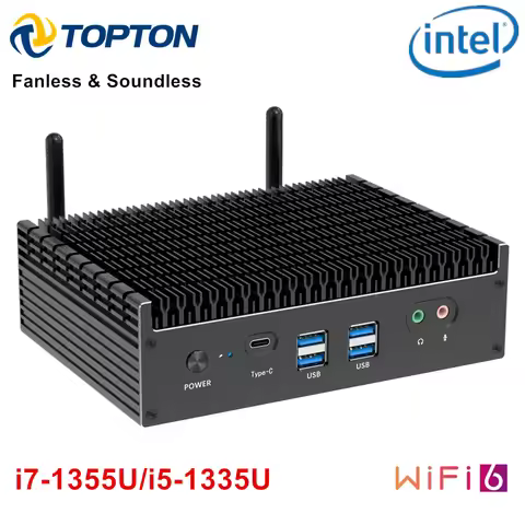 Topton 13th Gen Fanless Mini PC Intel i7 1355U i5 1335U Windows 11 PCIE4.0 Dual 2.5G LAN Tunderbolt 