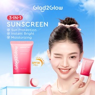 Glad2Glow Lychee Brightening Tinted Sunscreen SPF30 PA++ 30g Bright Up Facial Moisturizer Whitening 