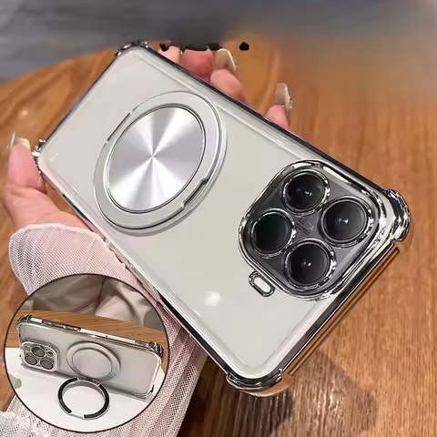 For Xiaomi 15T Pro 360 Rotation Bracket Phone Case For Xiaomi Mi 15T Pro Plating Soft Silicone Shock