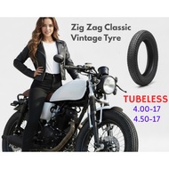 Tayar Vintage Tubeless Classic Tyre  4.00-17 4.50-17 Tayar Retro Bunga Zig Zag  Sawtooth Cafe Racer 