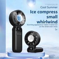 New F9 Cooling Ice Pack Handheld Fan Folding Halter Neck High Wind Power 100 Levels Desktop Student 