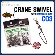 HASAMU Crane Swivel With Coastlock Snap C03 / Crane Swivel / Fishing Swivel Snap