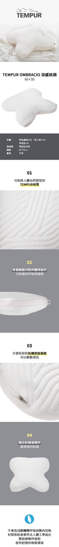TEMPUR 丹普 星夢感溫枕  60*50cm  白色  1個