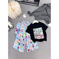 Bộ quần áo bé gái CS473 set áo Lububu phối quần in 3d cho bé