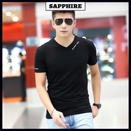 2024 Men T-shirt lelaki murah viral baju kaos lengan pendek V-leher langsing Sweetheart leher kemeja