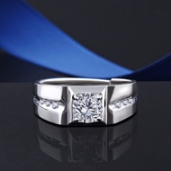 Petchara Jewelry แหวนเพชรโมอีสผู้ชาย 1 กะรัต เงินแท้ S925 น้ำ 100-98 D-VVS1 : F2003