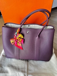Hermes Garden Party 36 紫色皮革手袋