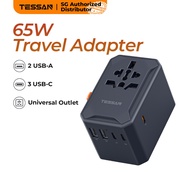 TESSAN - Universal Travel Adapter 18W/35W/65W/85W/100W/140W with Dual USB & Type C Ports UK Plug Fas