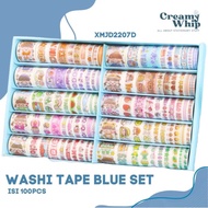 Chibi Girl Blue Washi Tape Set isi 100 Pcs - Blue Set Selotip Kertas