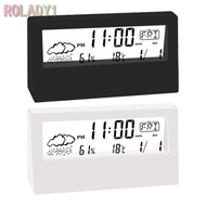 Alarm Clock Indoor Temperature LCD Screen Office Weather White 9.6cm X 3.5cm