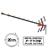 เสาอากาศทีวีดิจิตอล BETA Digtial HD-14EF พร้อมสาย RG-6/u 20 เมตร
