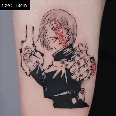 Anime Jujutsu Kaisen Cartoon Kugisaki Nobara Temporary Tattoos Tattoo Body Art Waterproof Fake Tatoo