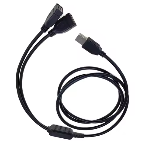 2 In 1 One Plug To Two Female Socket Usb 2.0 Extension Cable USB Data Cable Charging Line Adapter Bl