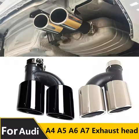 for Audi A4 A5 A6 A7 exhaust upgrade S4 S5 S6 S7 black quad outlet nozzle tailpipe tip