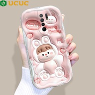 (Local Ready) UCUC Phone Case Cassing hp Untuk Xiaomi Redmi 9 9A 9C 9T 10 10A 10C 11A 12 12C Mode Kartun Gadis kelinci yang lucu Pattern Cream Texture Casing Wavy Edge Soft Silicone Cover Phone Case