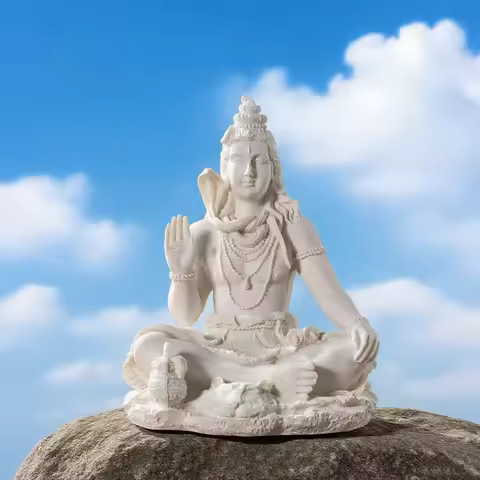 Vilead 13cm Sandstone Shiva Statue Yoga Figurine Ornament Zen Meditation Buddha Decor India Religion