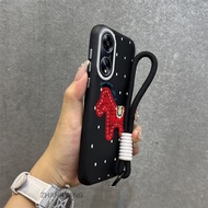 Case For OPPO A98 5G A97 5G Advanced Leather Texture Phone Case Aesthetic Cartoon Little Red Horse D