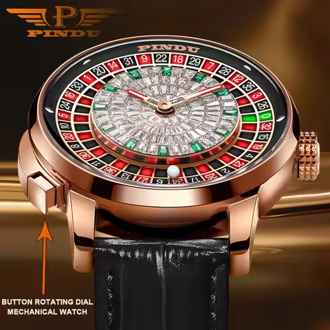 Watch Russian Roulette PINDU Design New NH35A Mechanical Watch Men's Button Rotation Russian Roulett